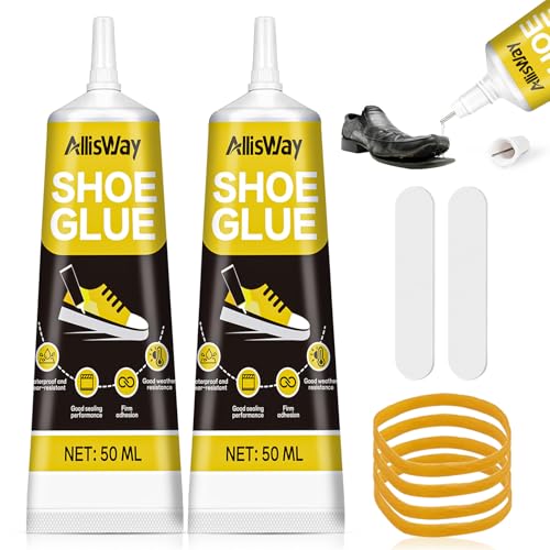 Allisway Schuhkleber Sohlenkleber Extra Stark Wasserfest, Schuhsohlenkleber, Kleber Schuhsohle, Ideal Zum Reparieren Abgenutzter Turnschuhe, Stiefel, Sandalen und Freizeitschuhe, 50 ml *2 von AllisWay