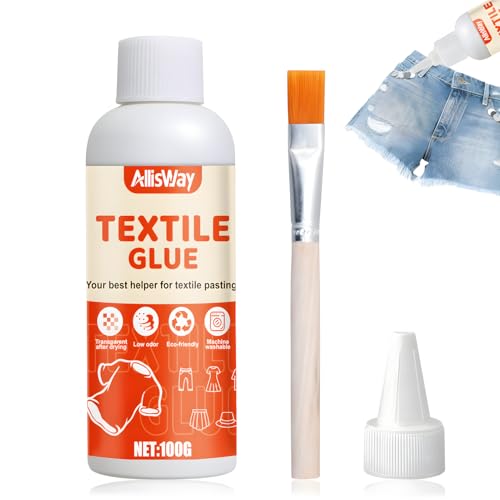 Allisway Textil Kleber, Stoffkleber Textilkleber Waschmaschinenfest, Textilkleber Extra Stark, Kleben Statt NäHen, Transparent Nach Dem Trocknen, Maschinenwaschbar, für Alle Textilien Geeignet, 100 G Allisway Textil Kleber, Stoffkleber Textilkleber Waschmaschinenfest, Textilkleber Extra Stark, Kleben Statt NäHen, Transparent Nach Dem Trocknen, Maschinenwaschbar, für Alle Textilien Geeignet, 100 G von AllisWay
