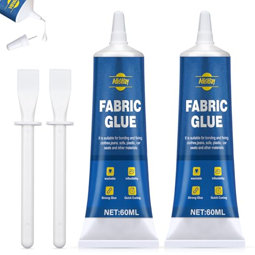 Allisway Textilkleber für Stoffe, 60 Ml*2 Textilkleber Waschmaschinenfest, Textil kleber Extra Stark, Fabric Glue, Geeignet für Jeans, Kleidung, Textilien, Baumwolle, Transparent, Flexibel Allisway Textilkleber für Stoffe, 60 Ml*2 Textilkleber Waschmaschinenfest, Textil kleber Extra Stark, Fabric Glue, Geeignet für Jeans, Kleidung, Textilien, Baumwolle, Transparent, Flexibel von AllisWay