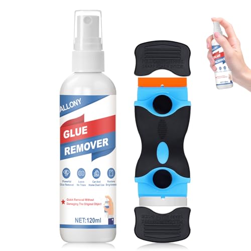 ALLONY Aufkleber Entferner, Klebstoffentferner Extra Stark, Etikettenentferner, Etikettenlöser Spray, Klebereste Entferner Fensterrahmen, Schnell löslich, Etiketten Effektiv Oberflächen Entfernt-120ml von Allony