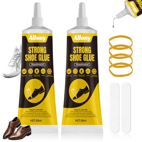 ALLONY 100ml Schuh Kleber Stark Sohle, Schuhkleber Extra Stark Wasserfest, Schuhreparatur Set, Alleskleber für Universellen Einsatz, Transparent Schuhsohlenkleber für Sneakers Sohlen High Heels von Allony