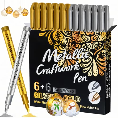 Allony Goldener Stift,Lackstift Gold,Glänzender Permanenter Flüssiger, Gold und Silver Metallic Acrylstifte Marker Set Wasserbasierte Stifte für Stein, Keramik, Glas, Holz, Stoff, Metall Allony Goldener Stift,Lackstift Gold,Glänzender Permanenter Flüssiger, Gold und Silver Metallic Acrylstifte Marker Set Wasserbasierte Stifte für Stein, Keramik, Glas, Holz, Stoff, Metall von Allony