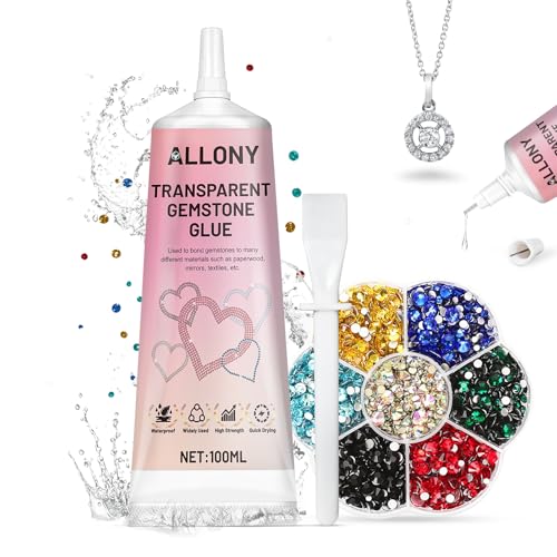 Allony Schmucksteinkleber, Rhinestone Glue, Schmuckkleber, 7 Farben Strasssteine für Textilien, Strasssteine Kleber, Schmuckkleber Extra Stark Transparent, Punktgenaues Aufkleben Schmucksteine-100ml Allony Schmucksteinkleber, Rhinestone Glue, Schmuckkleber, 7 Farben Strasssteine für Textilien, Strasssteine Kleber, Schmuckkleber Extra Stark Transparent, Punktgenaues Aufkleben Schmucksteine-100ml von Allony