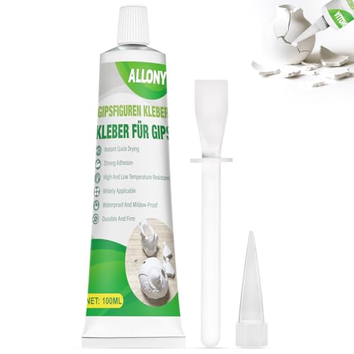 Kleber für Gips, keramik kleber, Gipsfiguren Kleber, Kleben und Reparieren von Objekten aus Gieß- und Modelliermasse, Porzellan, Töpferware und Zement - Hochfest 100ml Kleber für Gips, keramik kleber, Gipsfiguren Kleber, Kleben und Reparieren von Objekten aus Gieß- und Modelliermasse, Porzellan, Töpferware und Zement - Hochfest 100ml von Allony