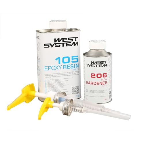 Epoxidharz Set | A-Pack 105-205A/206A + Minipumpenset 301-5A (Mix 5:1) | Reparatur Boot, Auto, Fahrzeugbau | Benetztung und Verklebung von Holz, GFK, etc. (105-206A (langsam)) von AllorA