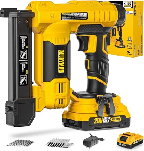 Alloyman 20V MAX 18 Gauge Nagelpistole mit Akku, 2 in 1 Elektrotacker, Nagler mit 2,0Ah Akku und Ladegerät, 1000 Nägel und 500 Heftklammern enthalten, für Heimwerker und Holzarbeiten Alloyman 20V MAX 18 Gauge Nagelpistole mit Akku, 2 in 1 Elektrotacker, Nagler mit 2,0Ah Akku und Ladegerät, 1000 Nägel und 500 Heftklammern enthalten, für Heimwerker und Holzarbeiten von Alloyman
