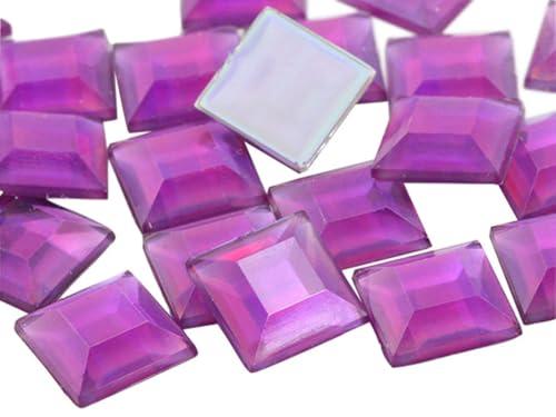 12mm Lite Amethyst AB Flat Back Square Acrylic Jewels Pro Grade - 40 Pieces by Allstarco von Allstarco KraftGenius