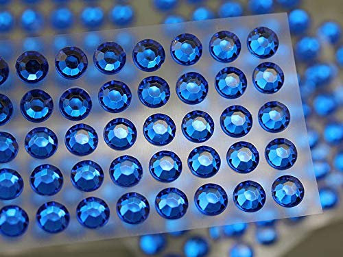 10mm SS46 Blau Selbstklebende Acryl-Strasssteine Plastik Gesicht Edelsteine Aufklebbar Körperjuwelen Für DIY Karten und Einladungen Bastelarbeiten Bling Sticker - 5 Blätter - 250 Stück von Allstarco