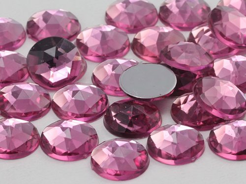 11mm Flachrückseite runde Acryl-Strasssteine Kunststoff-Edelsteine für Schmuckherstellung Kostümschmuck Cosplay-Verzierungen - 75 Stück (Pink Rose .RS72) von Allstarco