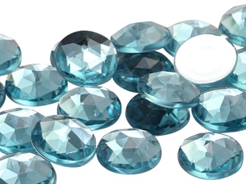 15mm Flat Back Round Acrylic Rhinestones Plastic Gems for Jewelry Making Costume Jewels Cosplay Embelishments - 40 Pieces (Blue Aqua Lt .QR120) von Allstarco