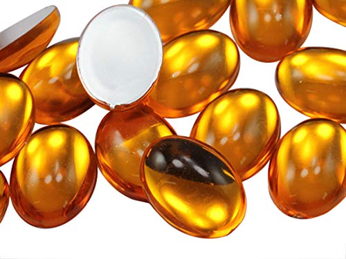 18 x 13 mm Gold Topaz. TZ Flache Rückseite Acryl Oval Cabochon Hohe Qualität Pro Grade – 25 Stück von Allstarco