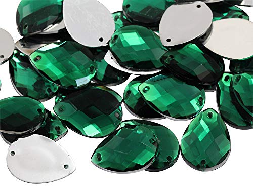 18x13mm Green Emerald CH18 Square Cut Teardrop Flat Back Sew On Gems - 50 Pieces by KraftGenius 18x13mm Green Emerald CH18 Square Cut Teardrop Flat Back Sew On Gems - 50 Pieces by KraftGenius von Allstarco