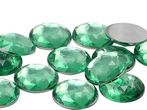 20 mm flache Rückseite runde Acryl Strasssteine Kunststoff Kreis Edelsteine für Kostüme Herstellung Cosplay Juwelen Pro Grade – 20 Stück (Grün Peridot H110) von Allstarco