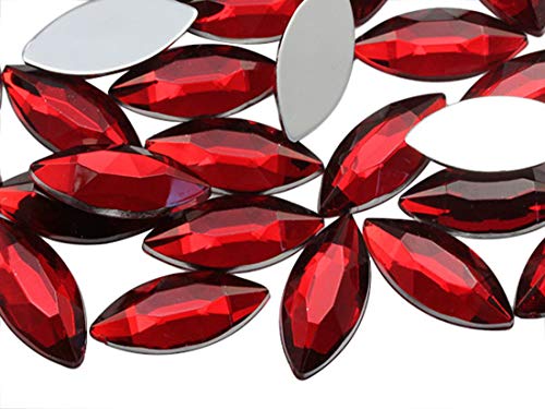 20 x 9 mm mit rotem Rubin H103 Flat Back Navette Acryl Jewels Pro Grade - 25 Stücke von Allstarco