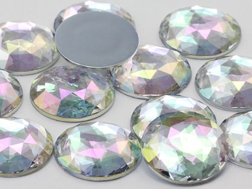 25 mm crystal_ab H702 Jewels flache Rückseite, aus Acryl, rund, hochwertig, Pro Grade, 20 Stück 25 mm crystal_ab H702 Jewels flache Rückseite, aus Acryl, rund, hochwertig, Pro Grade, 20 Stück von Allstarco