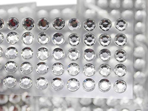 5mm SS21 Kristall Selbstklebende Acryl-Strasssteine Plastik Gesicht Edelsteine Aufklebbar Körperjuwelen Für DIY Karten und Einladungen Bastelarbeiten Bling Sticker - 5 Blätter - 250 Stück von Allstarco