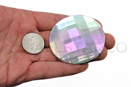 60mm Extra Große Flache Runde Acryl-Rhinestones Plastikkreis Edelsteine für Kostümherstellung Cosplay Juwelen Pro Grade Verzierungen - 2 Stück (Kristall AB H702) von Allstarco