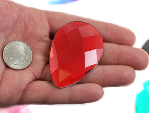 62 x 42 mm rot Ruby H103 Extra Groß Acryl Tropfenform Gems Hohe Qualität Pro Grade einzeln verpackt – 2 Stück von Allstarco