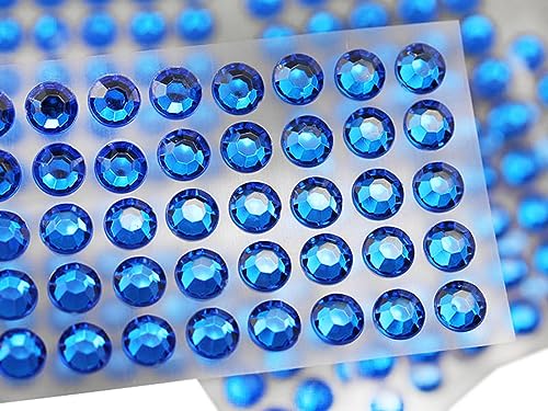 6mm SS30 Blau Selbstklebende Acryl-Strasssteine Plastik Gesicht Edelsteine Aufklebbar Körperjuwelen Für DIY Karten und Einladungen Bastelarbeiten Bling Sticker - 5 Blätter - 250 Stück von Allstarco