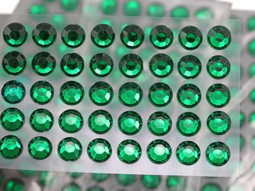 6mm SS30 Grün Selbstklebende Acryl-Strasssteine Plastik Gesicht Edelsteine Aufklebbar Körperjuwelen Für DIY Karten und Einladungen Bastelarbeiten Bling Sticker - 5 Blätter - 250 Stück von Allstarco