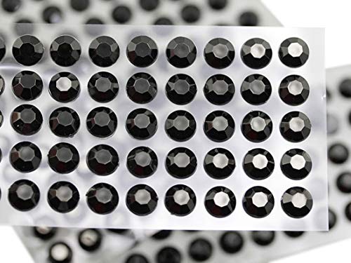 6mm SS30 Schwarz Selbstklebende Acryl-Strasssteine Plastik Gesicht Edelsteine Aufklebbar Körperjuwelen Für DIY Karten und Einladungen Bastelarbeiten Bling Sticker - 5 Blätter - 250 Stück von Allstarco