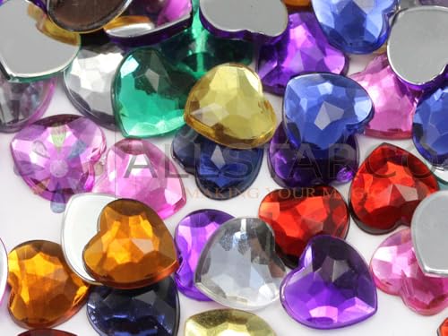 8mm 5/16" Assorted Colors Heart Rhinestones Acrylic Gems Flat Back for Card Making Embelishments - 200 Pcs 8mm 5/16" Assorted Colors Heart Rhinestones Acrylic Gems Flat Back for Card Making Embelishments - 200 Pcs von Allstarco