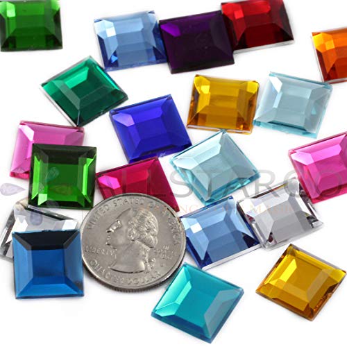 Acryl-Schmucksteine mit flacher Rückseite, quadratisch, 15 mm, 75 Stück Acryl-Schmucksteine mit flacher Rückseite, quadratisch, 15 mm, 75 Stück von Allstarco