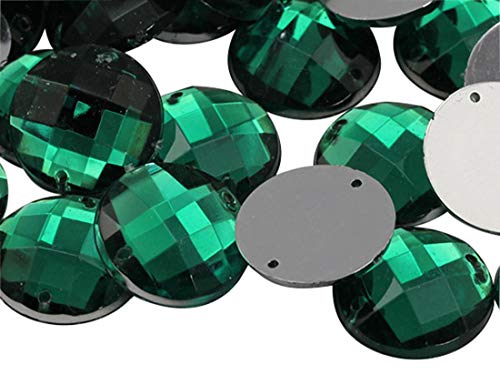 Allstarco 10 mm Grüner Smaragd CH18 Flachrücken Aufnähbare Runde Perlen Acryl Strass Nähplastik Edelsteine mit Löchern für Schmuck, Kleidung, Kleidungsverzierungen, Schuhe, Basteln 100 Stück von Allstarco