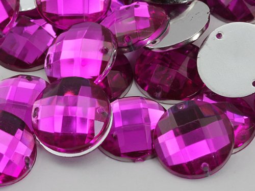 Allstarco 10 mm Pink Fuchsia CH21 Flachrücken Aufnähbare Runde Perlen Acryl Strass Nähplastik Edelsteine mit Löchern für Schmuck, Kleidung, Kleidungsverzierungen, Schuhe, Basteln 100 Stück von Allstarco