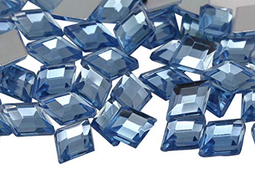 Allstarco 10 x 7 mm blauer Saphir Lite .LS flache Rückseite Diamant Acryl Strasssteine Kunststoff Edelsteine für Schmuckherstellung Kostüm Juwelen Cosplay Verzierungen - 100 Stück von Allstarco