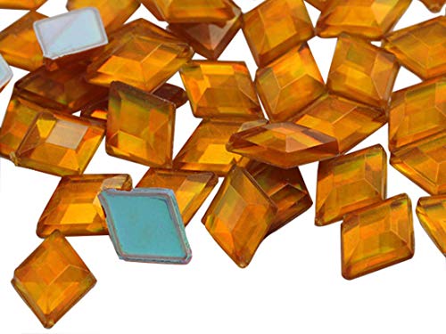 Allstarco 10 x 7 mm orangefarbener Topas AB flache Rückseite Diamant Acryl Strasssteine Kunststoff Edelsteine zur Schmuckherstellung Kostüm Juwelen Cosplay Verzierungen – 100 Stück von Allstarco