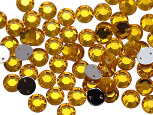 Allstarco 10mm Flat Back Sew On Rhinestones Beads for Crafts Plastic Acrylic Round Gems With Holes For Sewing, Clothing Embelishments, Costume Cosplays Gold Topaz H107-70 Pieces von Allstarco
