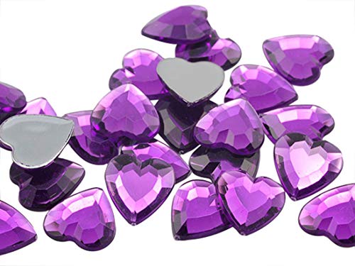 Allstarco 15 mm flache Rückseite Herz Acryl Strass Kunststoff Edelsteine Kunststoff Kostüm Schmuck Verzierungen – 40 Stück (lila Amethyst .NAT02L) von Allstarco