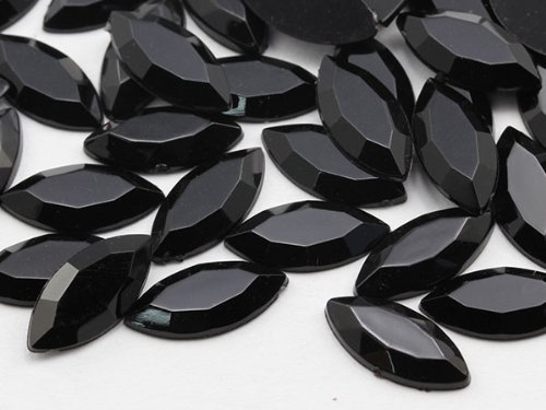 Allstarco 15x7mm Jet Black H101 Navette Flat Back Acrylic Rhinestones Marquise Gems for Crafts Horse Eye Costume Embelishments Card Making Jewels Jewelry Making Cosplay Jewels 40 Pieces von Allstarco