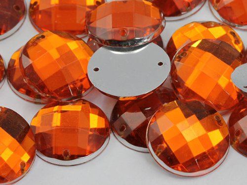 Allstarco 18 mm Orange Hyazinthe CH08 Flachrücken Aufnähbare Runde Perlen Acryl Strass Nähplastik Edelsteine mit Löchern für Schmuck, Kleidung, Kleidungsverzierungen, Schuhe, Basteln 30 Stück von Allstarco