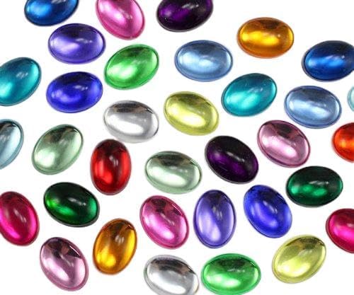 Allstarco 18 x 13 mm, flache Rückseite, ovale Acryl-Cabochons, Strasssteine, Kunststoff-Edelsteine, Verzierungen für Handwerk, Kostüme, Karteneinladungen, Schmuck, Cosplay, 100 von Allstarco