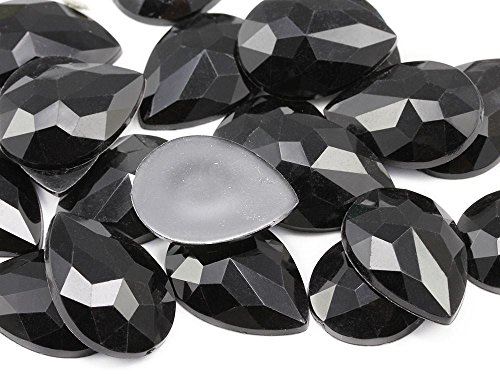 Allstarco 18x13mm Flat Back Teardrop Acrylic Rhinestones Plastic Gems for Jewelry Making Costume Jewels Cosplay Card Making Embelishments Crafts - 30 Pieces (Black Jet H101) von Allstarco