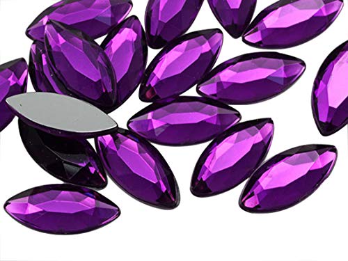 Allstarco 20x9mm Amethyst A06 Navette Flat Back Acrylic Rhinestones Marquise Gems for Crafts Horse Eye Costume Embelishments Card Making Jewels Jewelry Making Cosplay Jewels - 25 Pieces von Allstarco
