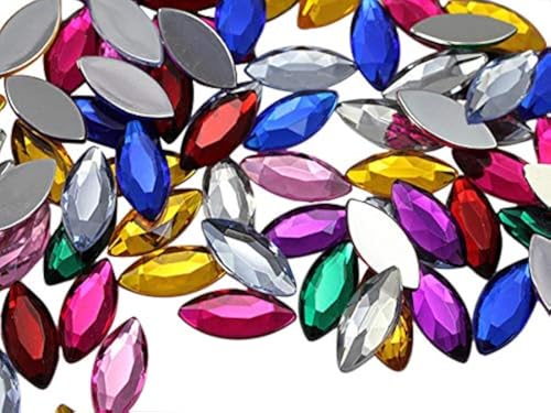 Allstarco 20x9mm Assorted Colors Navette Flat Back Acrylic Rhinestones Marquise Gems for Crafts Horse Eye Costume Embelishments Card Making Jewels Jewelry Making Cosplay Jewels - 100 Pieces von Allstarco