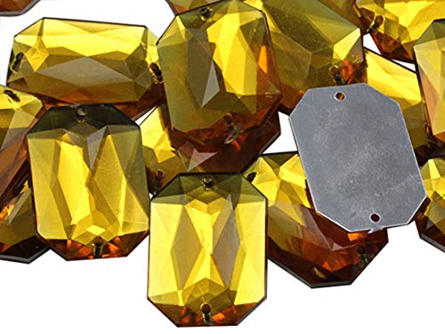 Allstarco 25 x 18 mm Gold Topas CH16 flache Rückseite achteckige Perlen zum Aufnähen, Kunststoff-Acryl-Strasssteine mit Löchern zum Nähen, Kleidungsverzierungen, Kostüm-Cosplays, 20 Stück von Allstarco