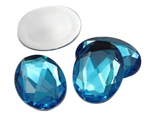 Allstarco 25x18mm Blue Aqua .QR 1" Large Flat Back Oval Acrylic Rhinestones Cosplay Gems Plastic Jewels Embelishments DIY Crafts 20 Pcs von Allstarco