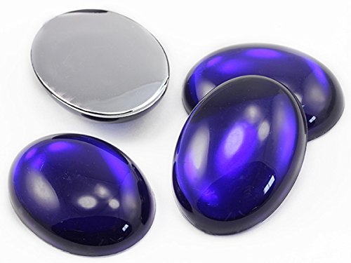 Allstarco 40x30mm Große Flache ovale Acryl-Cabochons Strass Kunststoffedelsteine Verzierungen für Handwerk, Kostüme, Karten Einladungen, Schmuck, Cosplay - 4 Stück (Dunkelblau Saphir H123) von Allstarco