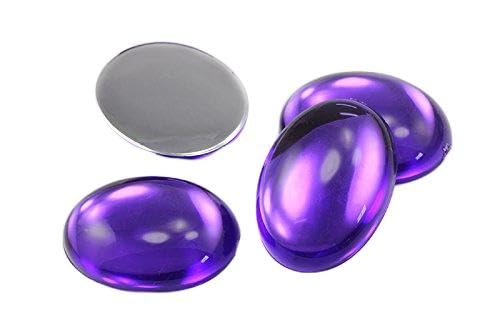 Allstarco 40x30mm Große Flache ovale Acryl-Cabochons Strass Kunststoffedelsteine Verzierungen für Handwerk, Kostüme, Karten Einladungen, Schmuck, Cosplay - 4 Stück (Lila Violett H132) von Allstarco