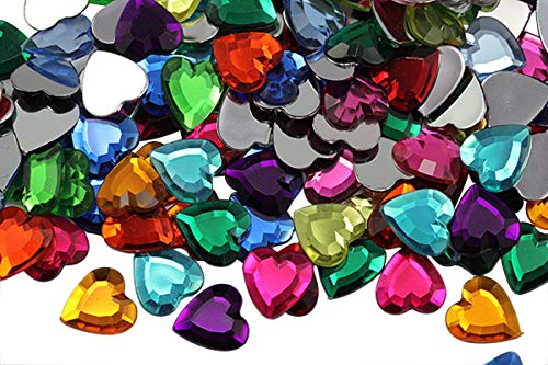 Allstarco Acryl-Strasssteine, 15 mm, flache Rückseite, Herzform, Kunststoff, Schmucksteine, Verzierungen – 120 Stück (verschiedene Farben) von Allstarco