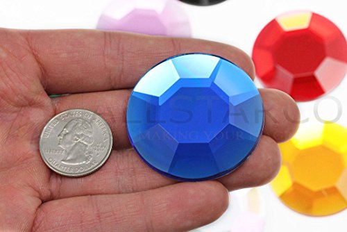 Allstarco Acryl-Strasssteine, H104, 45 mm, Blau, Saphirblau, 2 Stück von Allstarco