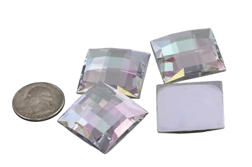 Allstarco Acryl-Strasssteine, quadratisch, mit flacher Rückseite, für Cosplay, Kostüm, Verzierungen für Bastelprojekte, DIY-Projekte, 30 mm, 4 Stück (Crystal AB H702) von Allstarco