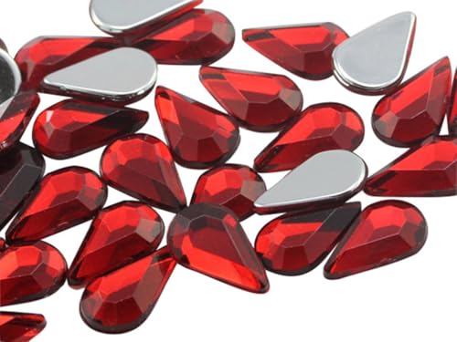 Allstarco Acryl-Strasssteine in Tropfenform, 10 x 6 mm, flache Rückseite, für Schmuckherstellung, Kostüm, Schmuck, Cosplay, Kartenherstellung, Verzierungen, Handwerk – 100 Stück (roter Rubin H103) von Allstarco
