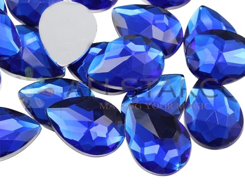 Allstarco Acryl-Strasssteine in Tropfenform, flache Rückseite, 25 x 18 mm, für Schmuckherstellung, Kostüm, Schmuck, Cosplay, Kartenherstellung, Dekor, Handwerk – 20 Stück (blauer Saphir H104) von Allstarco