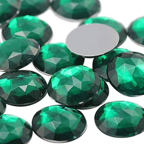 Allstarco Acryl-Strasssteine mit flacher Rückseite, rund, 13 mm, für Schmuckherstellung, Kostüm, Schmuck, Cosplay, Verzierungen, Grün, Smaragd von Allstarco
