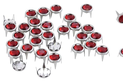 Allstarco Bedazzler CH17 8 mm Rubin Strasssteine Voreingestellte Gemagic Nieten Nagelköpfe in Rändern für Kleidungsverzierungen, Lederarbeiten, Basteln, Dekorieren von Schuhen, Gürteln, Tee-Größe 34–50 Stück von Allstarco